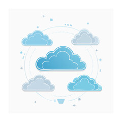 Obraz premium Flat design cloud icons on white background