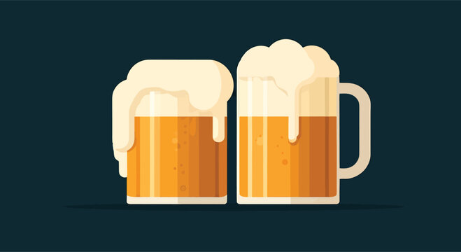 Two Mugs of Beer with Foam.
