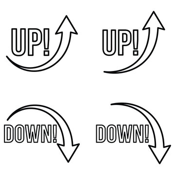 Up and down arrow symbols with text word design graphic business finance concept.