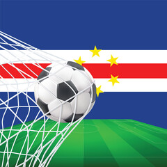Fototapeta premium Cape Verde Football Goal with Flag Background