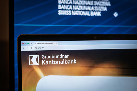 BERN, SWITZERLAND - JUNE 9, 2026: Graubundner Kantonalbank website with its logo visible. Graubundner Kantonalbank is a Swiss cantonal bank serving clients in Graubunden and nearby regions.