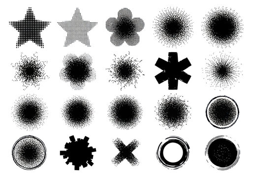 Abstract grunge shapes and textures for graphic design elements.