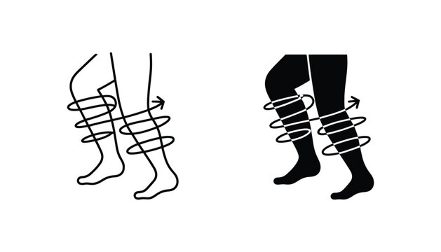 Varicose veins line icon set featuring leg vein disease, thrombosis symptoms, vascular treatment, and circulatory health symbols