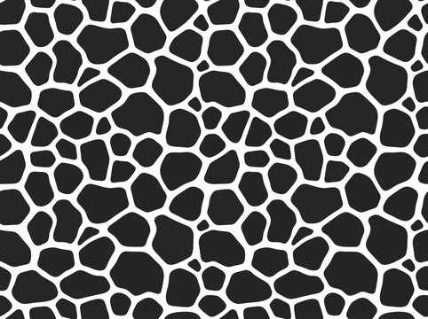 Seamless Giraffe Skin Pattern Black and White.