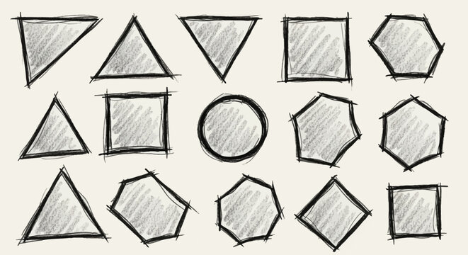 Hand Drawn Geometric Shapes Sketch Rough Texture Paper Background