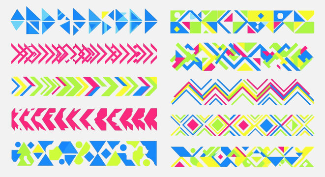Vibrant Geometric Decorative Borders and Patterns