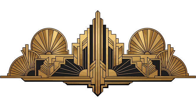 Art Deco Ornament - Golden Geometric Architectural Element