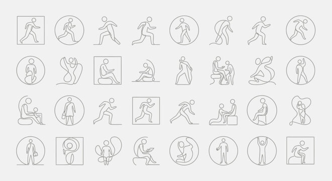 Minimalist Human Figures Line Art Collection - Abstract People Silhouettes