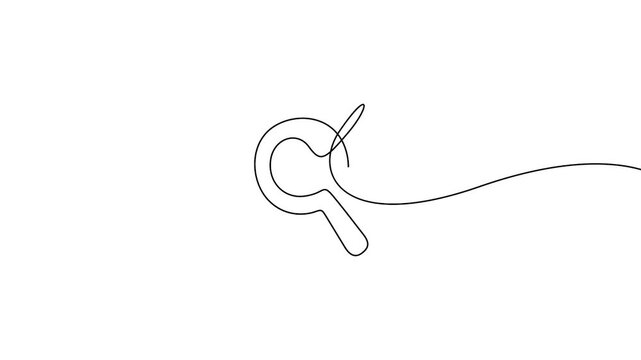 Magnifying glass continuous line drawing animation for web search concepts. Minimalist continuous line drawing animation of a magnifying glass icon for web search design.
