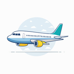 Fototapeta premium Cartoon Airplane Flying in the Sky