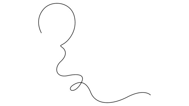 Balloon continuous line drawing animation for birthday, party, and festive celebration concepts. Minimalist party balloon self-drawing animation in clean single line art style.