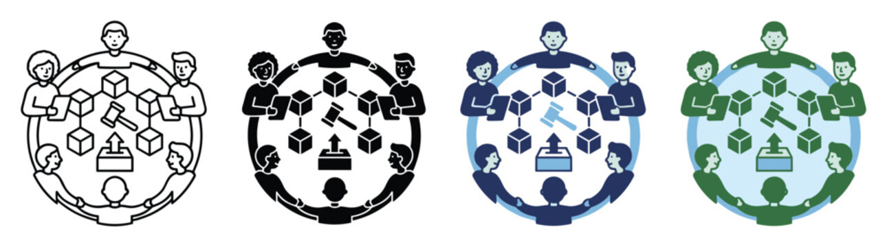 Adobe illustrator artwork,Global teamwork network circle concept vector illustration set with connected people icons, social community communication symbol design in flat style isolated on white backg