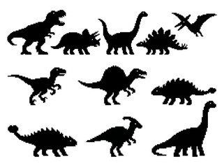 Collection of various dinosaur silhouettes in different poses. © MR.HAY