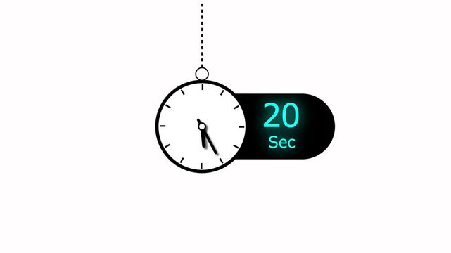 20 Sec clock icon animation. 20 Second animation on black background and creating a stunning 4k animation.