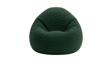 Naklejka premium Dark green quilted bean bag chair for modern home interior isolated on a clean white background