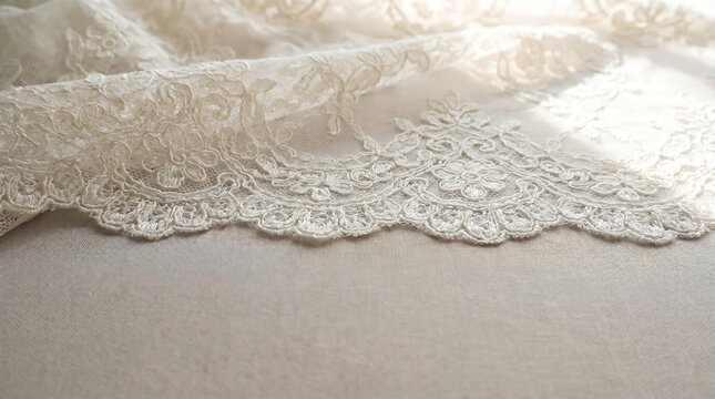Elegant white lace fabric background