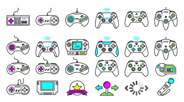 Vintage and Modern Game Controllers Collection