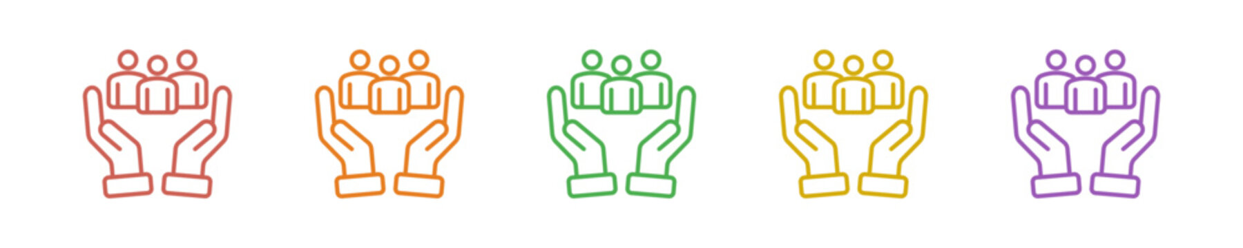 Human Resource Icon Set Multiple Style Collection. Vector Illustration Concept Designed In Line Colorful Style