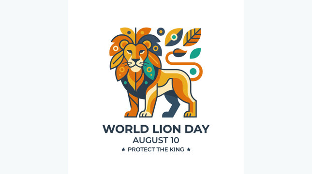World Lion Day August 10 - Stylized Lion King Illustration