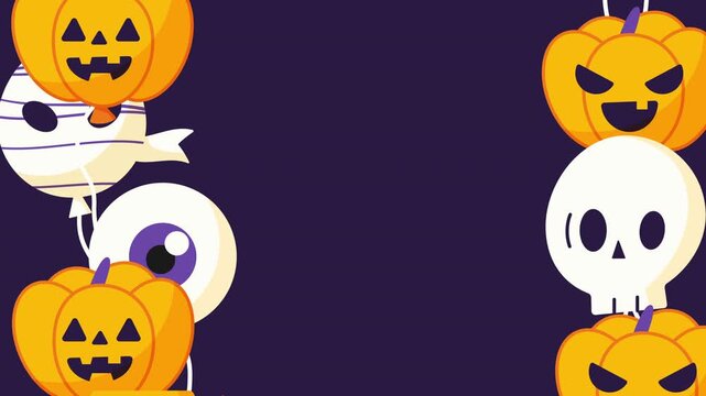 Cute Halloween balloons rising in a loop animation