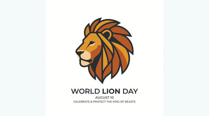 World Lion Day illustration with majestic lion head and text © Axel Mahendra