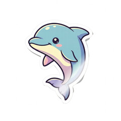 Obraz premium Cute cartoon dolphin sticker