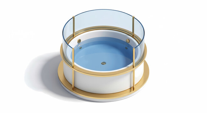 Post-Dive Jacuzzi Pod, 3D Isometric Warm-up Basin for Divers with Sapphire Blue Water.
