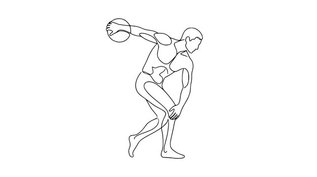 Discus Thrower One Line Drawing