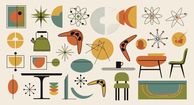 Mid Century Modern Atomic Retro Design Elements & Patterns