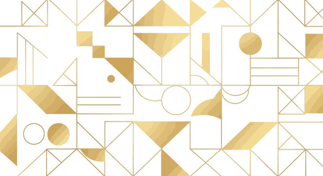 Geometric gold pattern, abstract shapes, luxury background