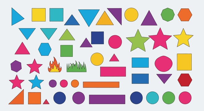Colorful Geometric Shapes, Abstract Background, Learning Material