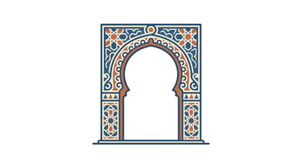 Fototapeta premium An ornate Moorish archway featuring intricate geometric and floral patterns in a traditional architectural style.