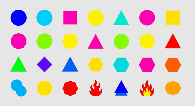 Vibrant Geometric Shapes and Icons, Abstract Background