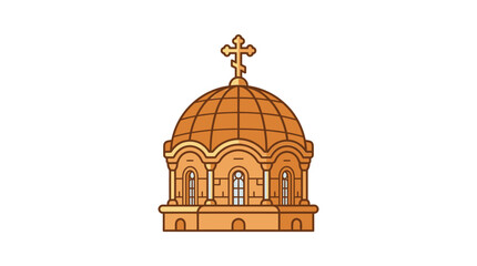 Obraz premium A detailed illustration of a golden Orthodox church dome with a cross.