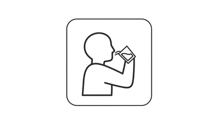 Fototapeta premium Person Drinking Water from Glass, Hydration and Health Icon