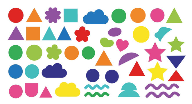 Colorful Geometric Shapes and Icons - Fun Vector Elements