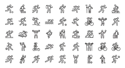 Fototapeta premium Collection of diverse people performing various activities in pictogram style.