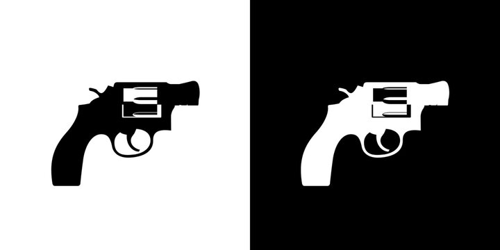 black and white illustration of gun icon