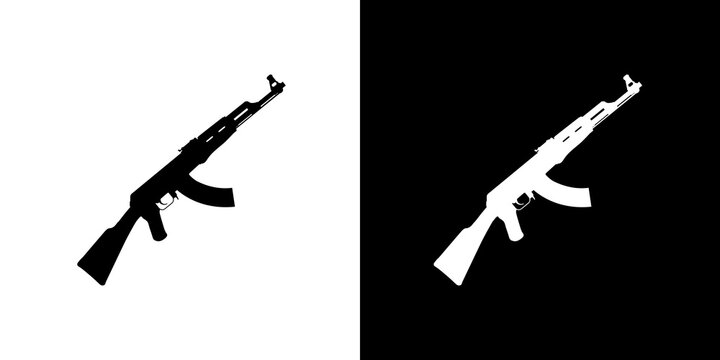 black and white illustration of gun icon