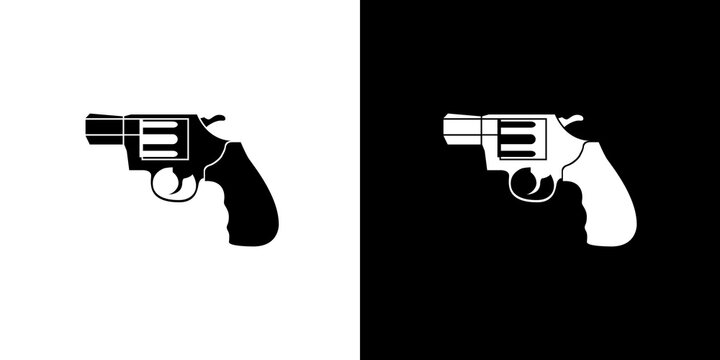 black and white illustration of gun icon