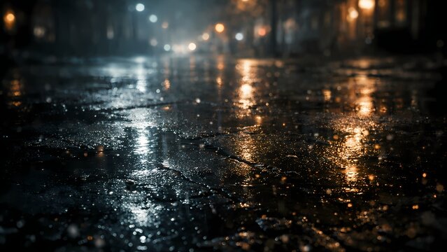Rain-Slicked Night Puddle