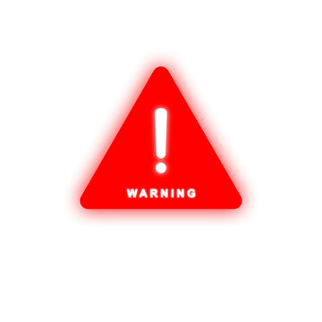 Glowing red warning triangle with exclamation mark, system error alert sign