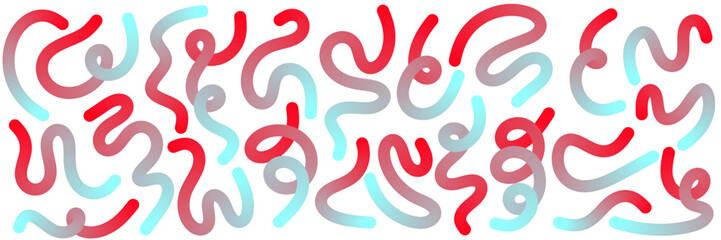 Abstract red and blue gradient wavy lines pattern – seamless flowing curves background with cyan to red color transition - abstract squiggle shapes and playful flowing motion