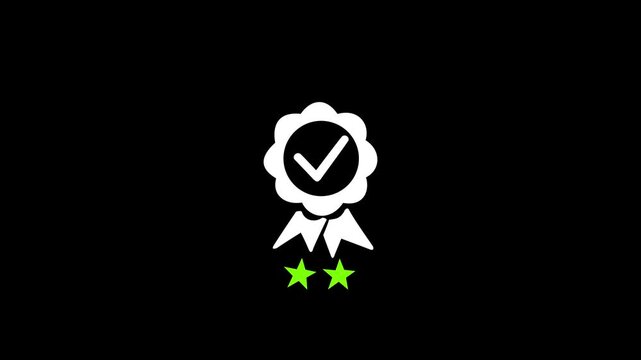 Businessman presenting quality assurance badge with two star rating and approval check mark above customer satisfaction, service excellence, trust, feedback. 4K technology,Animation.video