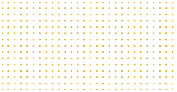 Seamless gold floral pattern featuring repeating symmetrical flower shapes arranged in grid on plain white background design.