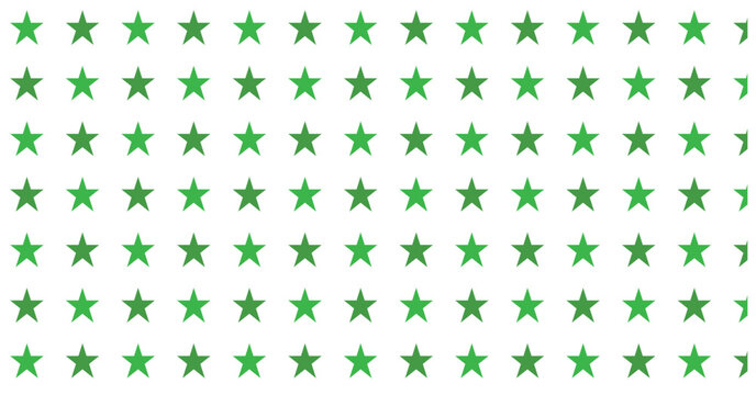 Simple uniform seamless pattern with rows of green stars set on clean white background for modern creative graphic art.