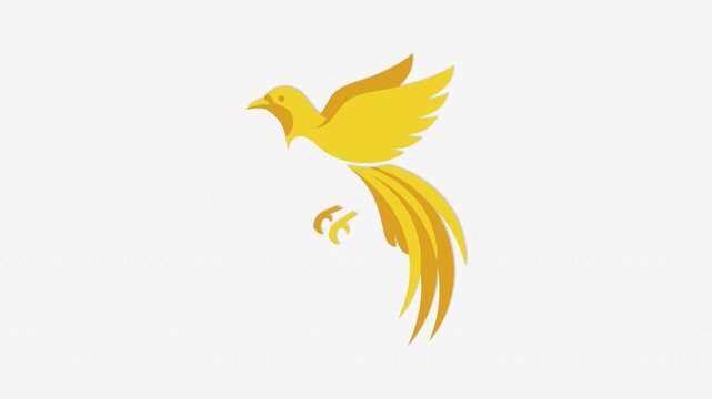 Minimalist Golden Bird Symbol Vector Illustration On Plain White Background For Graphic Design