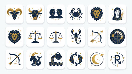 Fototapeta premium Zodiac Signs Icons Set - Astrology Symbols Collection