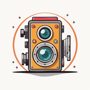 Retro Twin Lens Reflex Camera Illustration