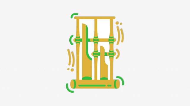 Animated Traditional Bamboo Musical Instrument Of Indonesia On A Plain White Background
